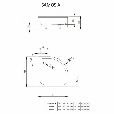 Душевой поддон Radaway Samos A 4S99300-03 90х90 белый