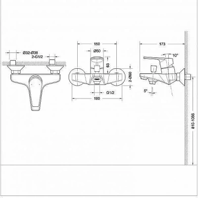 Смеситель для ванны BRAVAT Line F65299C-B-RUS