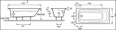 Ванна Jacob Delafon PATIO E6810RU-01 150х70