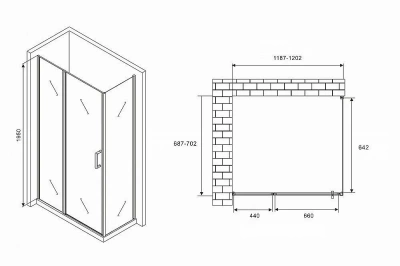 Душевой уголок Abber Sonnenstrand AG04120BS-S70B 120x70