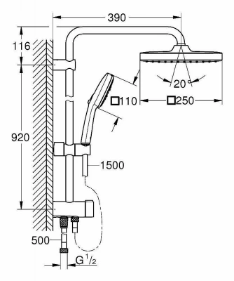 Душевая система Grohe Tempesta System 250 Cube 26694001 хром