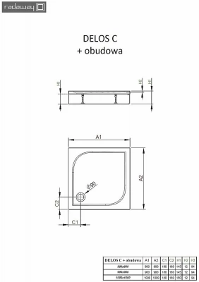 Душевой поддон со съемной панелью Radaway Delos C 4C99170-03 90х90 белый