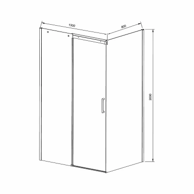 Душевой уголок Vincea Dice VSR-4D9013CLGM 130x90 стекло прозрачное/профиль вороненая сталь