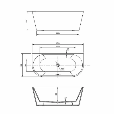 Ванна акриловая Vincea VBT-421 170x80 черная