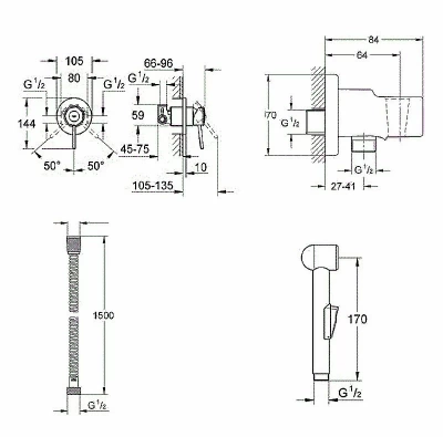 Гигиенический душ Grohe BauClassic 124434 хром