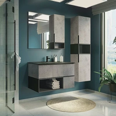 Тумба с раковиной Comforty Франкфурт 00-00006503 90 бетон светлый