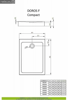 Душевой поддон Radaway Doros F Compact SDRFP9070-05 90x70 белый