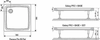 Душевой поддон Ravak Galaxy Pro Flat Perseus 90х90