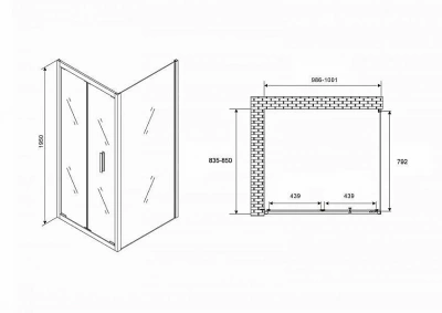Душевой уголок ABBER Sonnenstrand AG07100-S85 100x85 стекло прозрачное/профиль хром