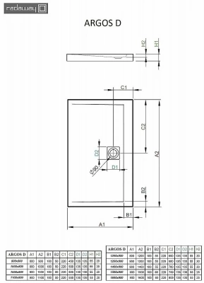 Душевой поддон Radaway Argos D 4AD911-01 110х90 белый