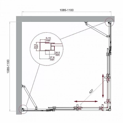Душевой уголок BelBagno LUCE-A-22-80+30-C-Cr 110 стекло прозрачное/профиль хром