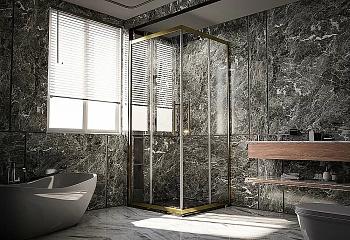 Душевой уголок Veconi Premium Trento PTC20-G-11090-01-C4 прозрачный/профиль золото брашированное