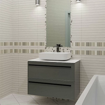 Тумба с раковиной LA FENICE Elba Grigio TWIN 100 серая/столешница белая