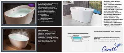 Ванна акриловая CeruttiSpa GLORIA 170x75 белая