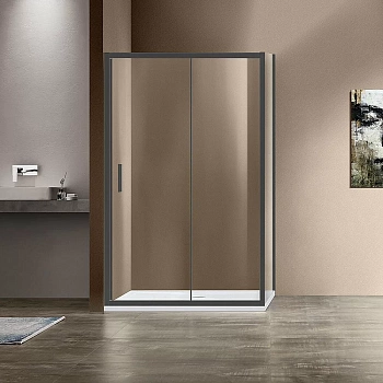 Душевой уголок Vincea Garda VSR-1G8011CLGM 110x80 стекло прозрачное/профиль вороненая сталь