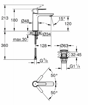 Смеситель для раковины Grohe Lineare New 23106001