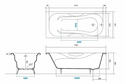 Ванна Aquatek Гамма 150x75 AQ8050F-00 белая