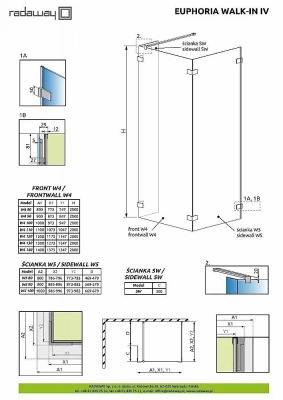 Душевое ограждение Radaway Euphoria Walk-in IV 90x80