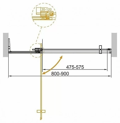 Душевая дверь Cezares Slider B-1-80/90 черный прозрачный