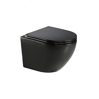 Унитаз подвесной Azario Grado AZ-0046N-MB черный матовый безободковый, с крышкой микролифт