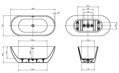 Ванна акриловая BelBagno UNO 160х73