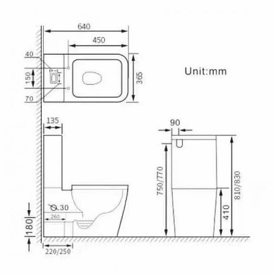 Унитаз-компакт SantiLine SL-5017SM-BD безободковый, с бачком, с крышкой микролифт, белый