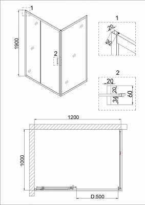 Душевой уголок Niagara Nova NG-42-12AG-NG-A100G 120x100