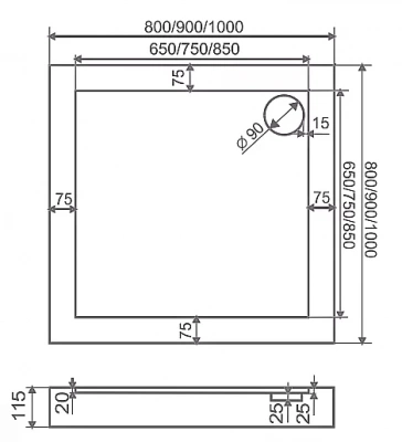 Душевой поддон Good door ФОРУМ 80x80