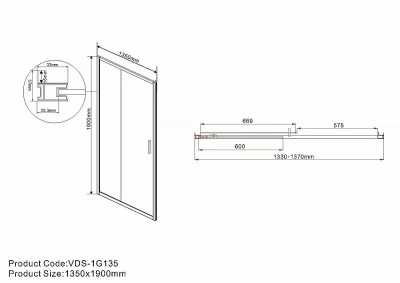 Душевая дверь Vincea GARDA VDS-1G 135 хром/шиншилла