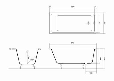 Ванна Aquatek Альфа 170x75 AQ8970F-00 белая