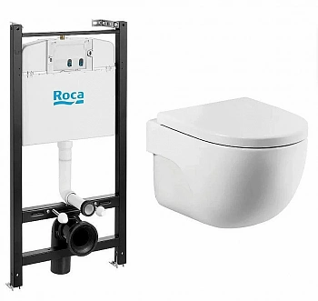 Унитаз подвесной Roca Meridian 893104990 безободковый, с инсталляцией, с крышкой микролифт