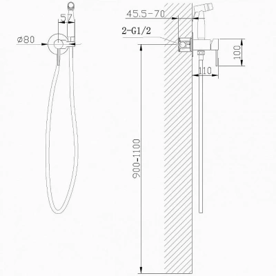 Гигиенический душ со смесителем Abber Wasser Kreis AF8125NG никель