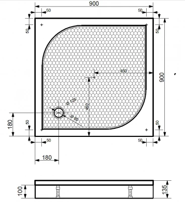 Душевой поддон Эстет Гамма 90x90 белый