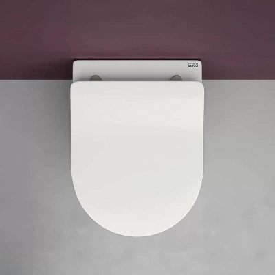 Унитаз подвесной Ceramica Nova PLAY Rimless CN3001_1001W безободковый, с крышкой микролифт, с инсталляцией и белой кнопкой