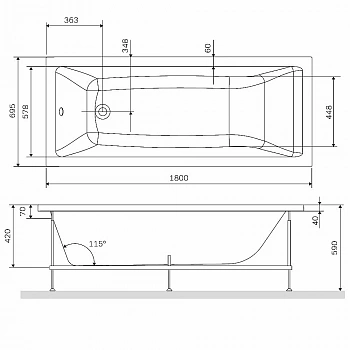 Ванна акриловая AM.PM Gem W93A-180-070W-A 180x70