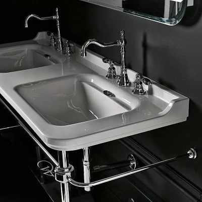 Консоль с раковиной Kerasan Waldorf 9195K 150 хром с 3 отверстиями