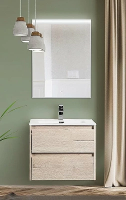 Тумба с раковиной BelBagno KRAFT 70 2C-SO/BB700ETL Rovere Galifax Bianco