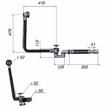Слив-перелив для ванны AM.PM Gem W90A-1000-OFL