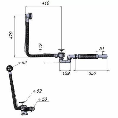 Слив-перелив для ванны AM.PM Gem W90A-1000-OFL