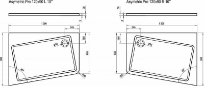 Душевой поддон Ravak Galaxy Pro 10° ASYMETRIC 120x90