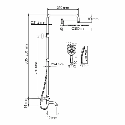 Душевая система WasserKraft SET2773 Thermo хром