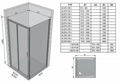 Душевой уголок Ravak Blix BLDP2+BLPS 120х80 профиль белый/матовое стекло