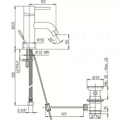 Смеситель для раковины PAINI Cox 78PJ211 золото матовое