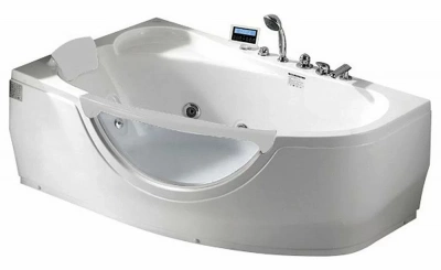Ванна акриловая Gemy Glass Panel G9046 II O 171х100 белая с гидромассажем
