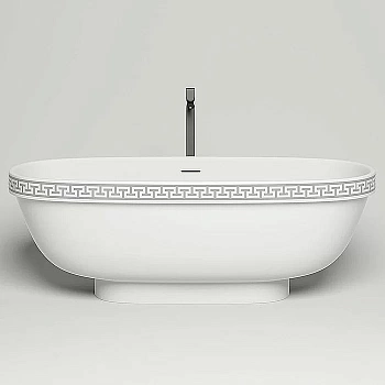 Ванна Salini GRECA MEANDER S-Stone 180x80 белая матовая с декором