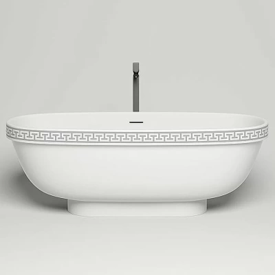 Ванна Salini GRECA MEANDER S-Stone 180x80 белая матовая с декором