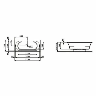 Ванна Laufen Pro 170х75 2.4295.0.000.000.1 белая