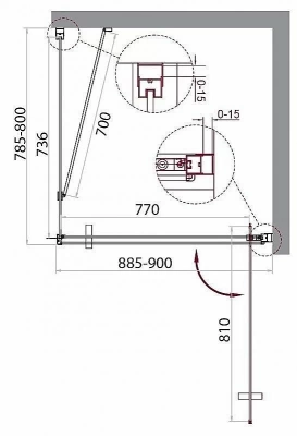 Душевой уголок BelBagno MARMI-AH-1, 90x80 см, распашные двери, серебристый, прозрачный