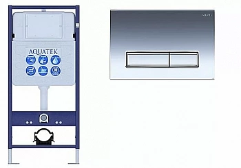 Инсталляция для унитаза Aquatek Standart INS-0000012 с кнопкой KDI-0000023 хром глянцевый