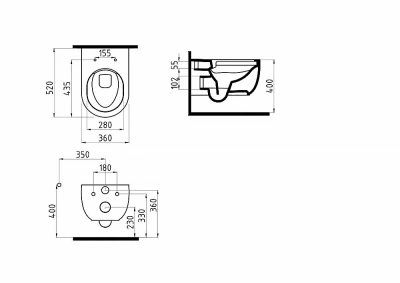 Унитаз подвесной Bien Vokha MDKA052N1VP0B9000 черный, с крышкой микролифт, безободковый